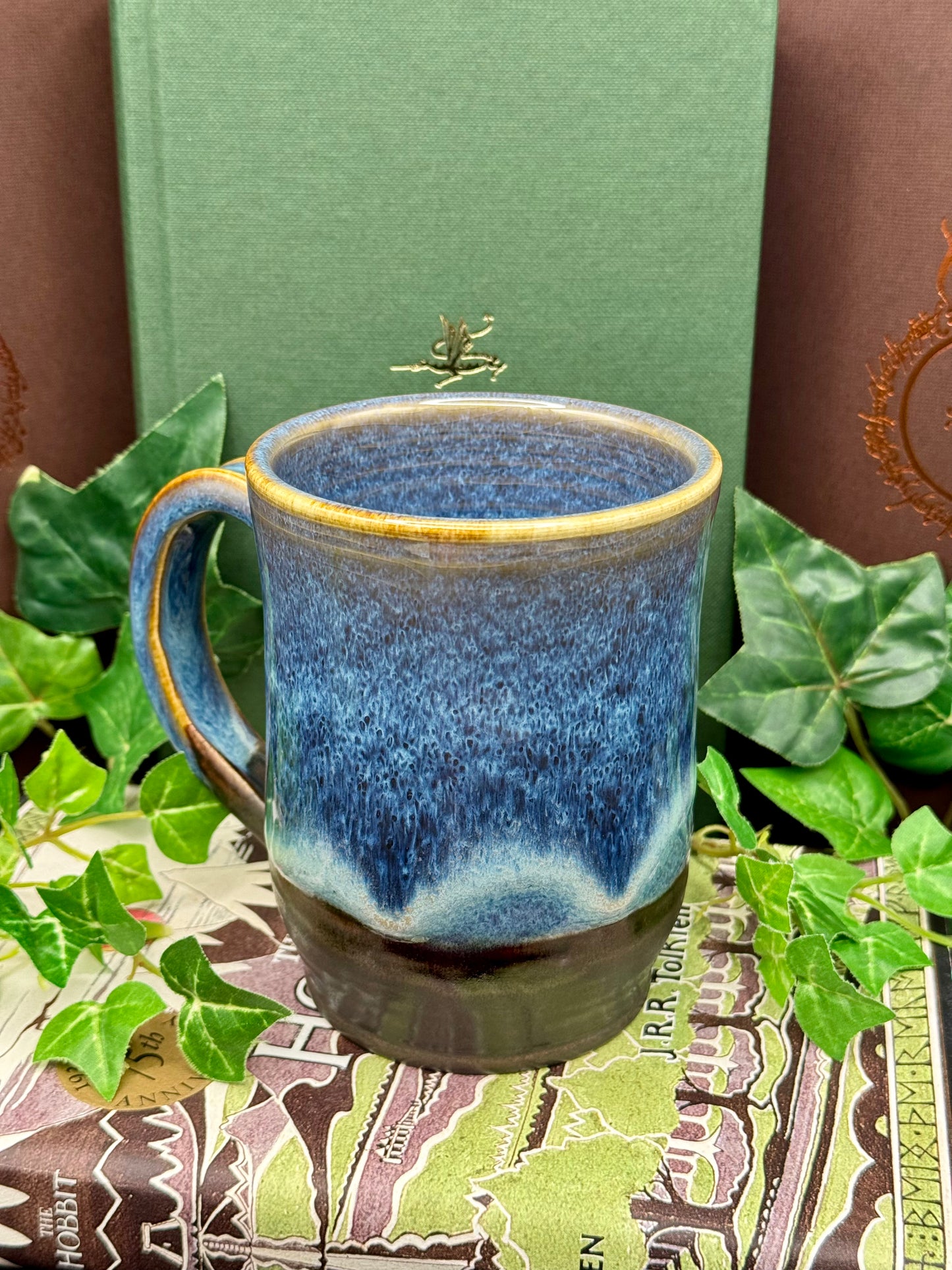 Green Door Mug (Blue mug body)