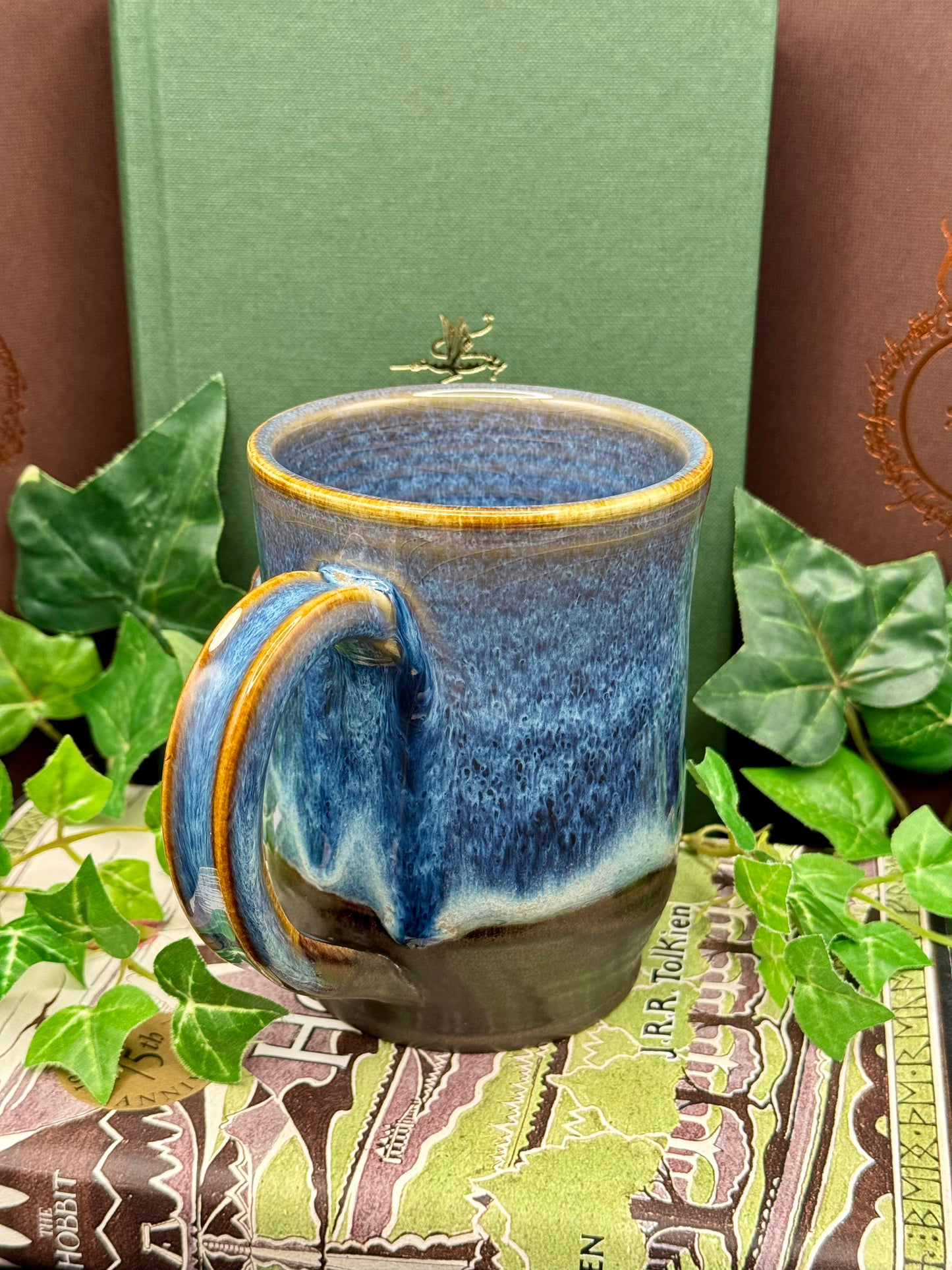 Green Door Mug (Blue mug body)