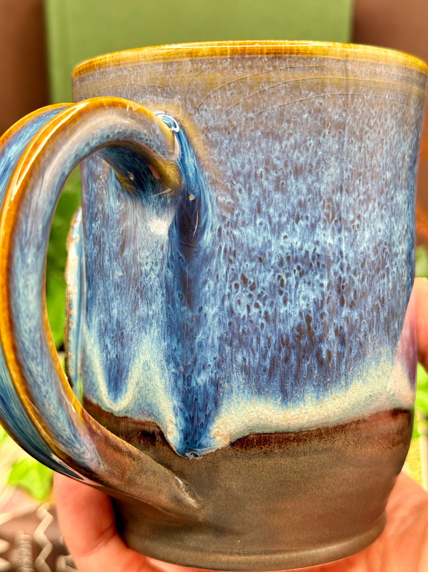 Green Door Mug (Blue mug body)