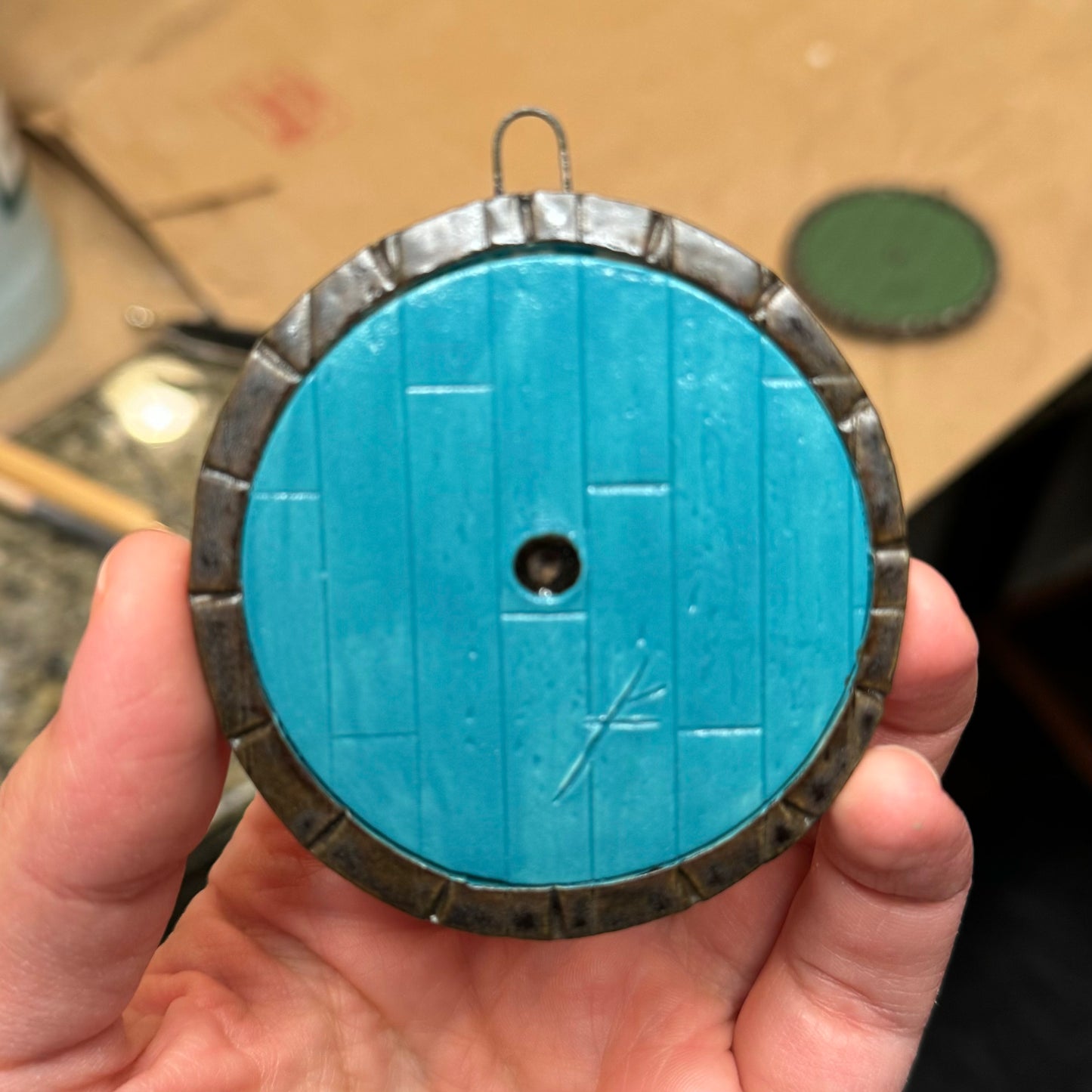 Teal Door Ornament