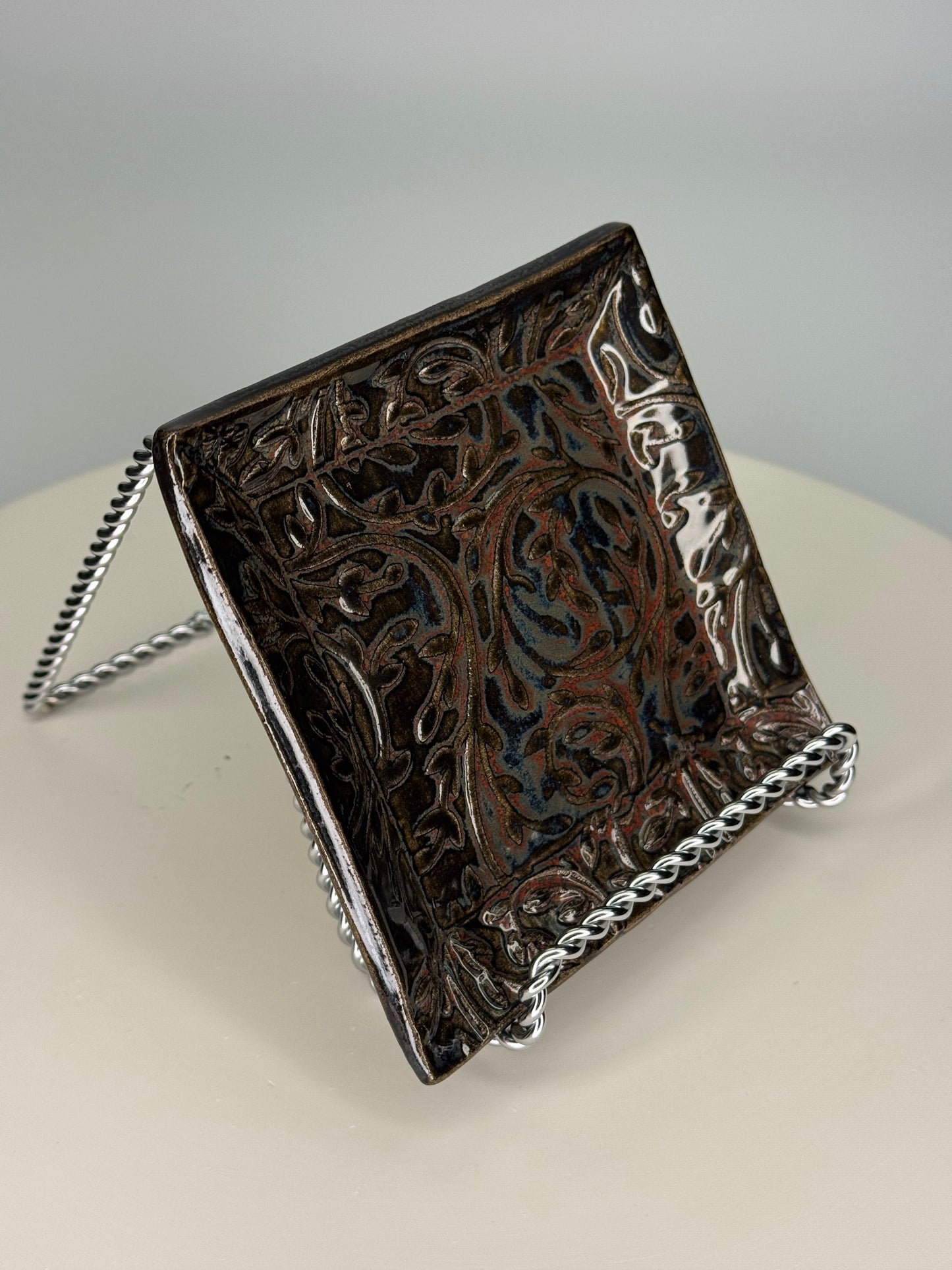 Trinket Dish- Deep Blue/Brown