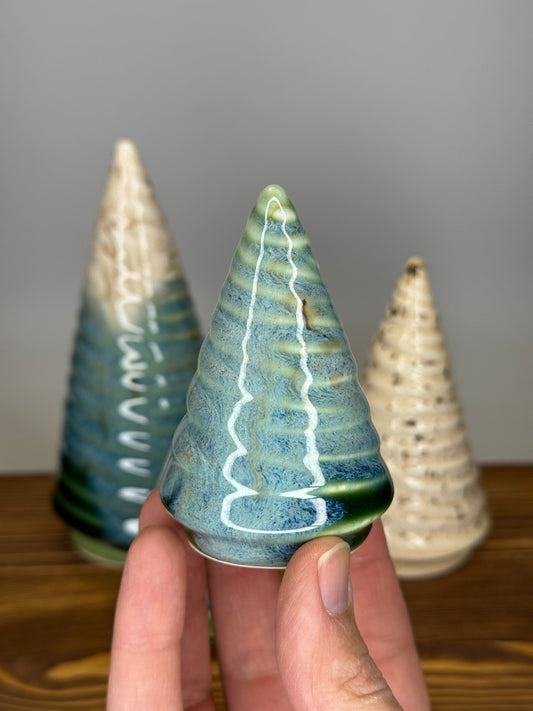 Ceramic Christmas Trees - Teal Cascade