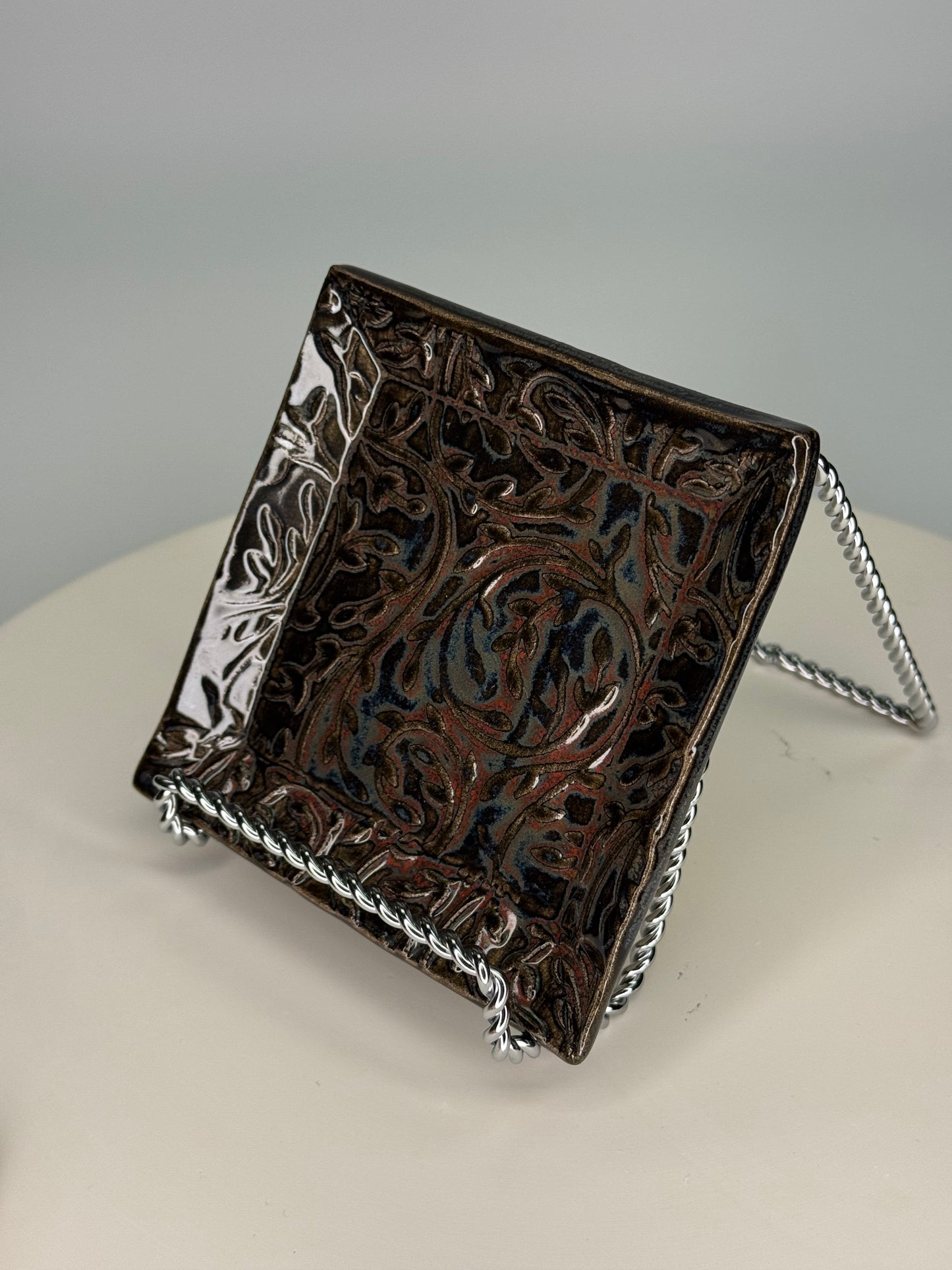 Trinket Dish- Deep Blue/Brown