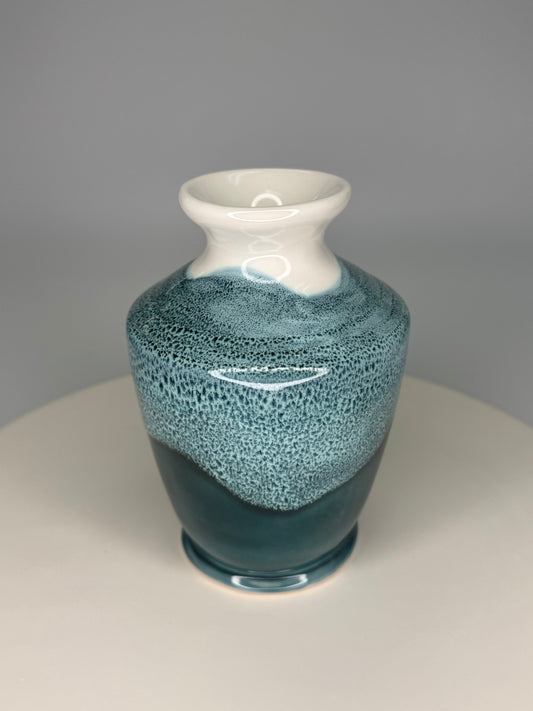 Teal and White Vase
