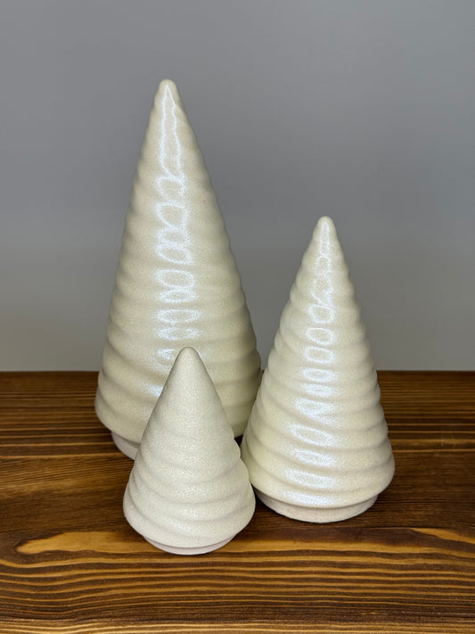 Ceramic Christmas Trees - Shimmery Snow
