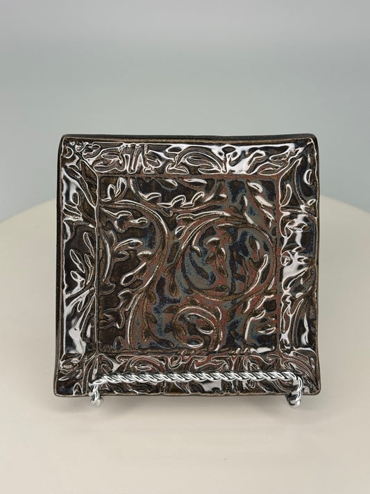 Trinket Dish- Deep Blue/Brown