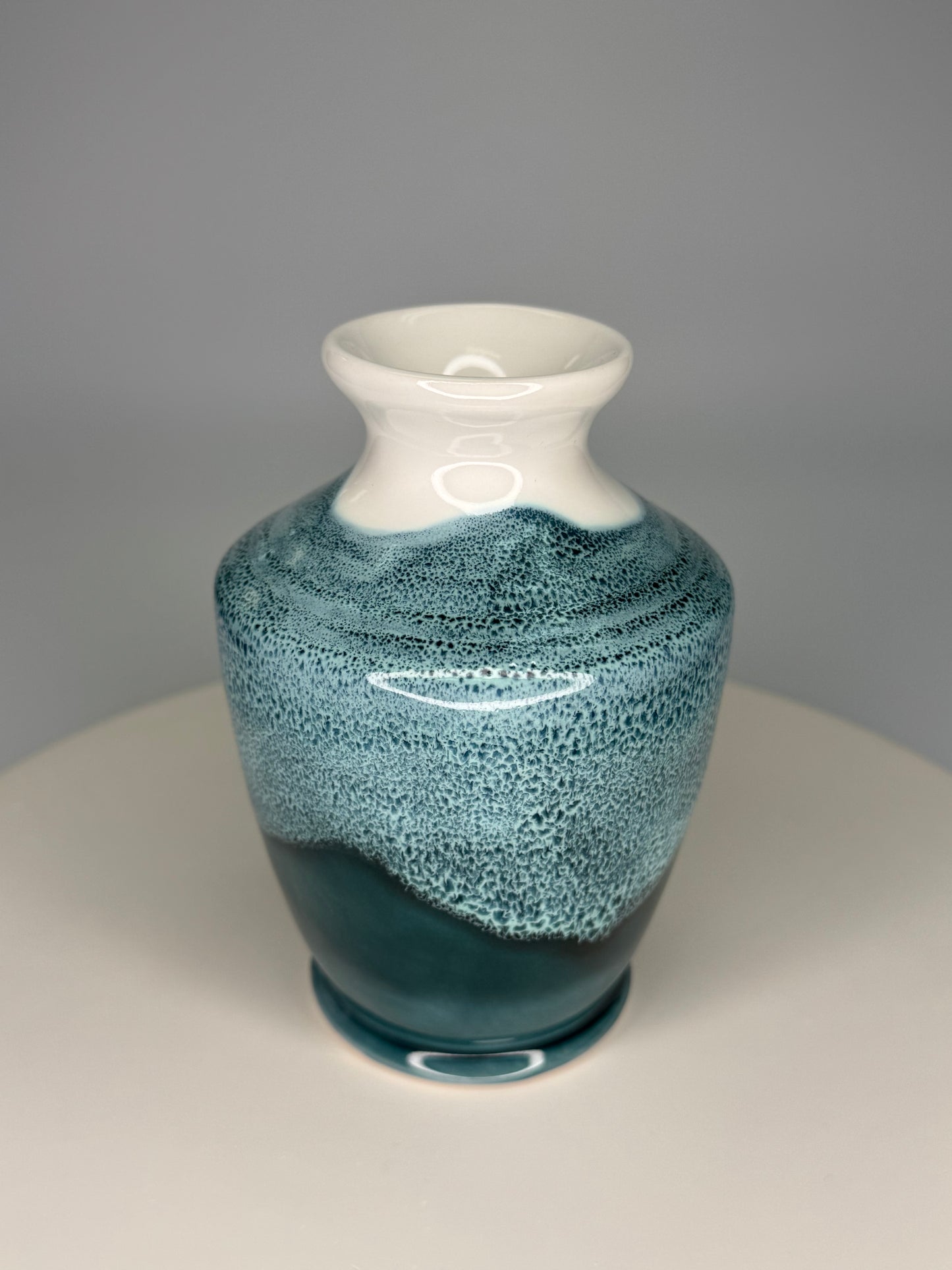 Teal and White Vase