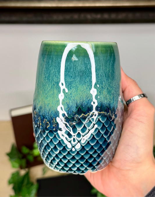 Dragon Scale Blue Green Cup - 14oz