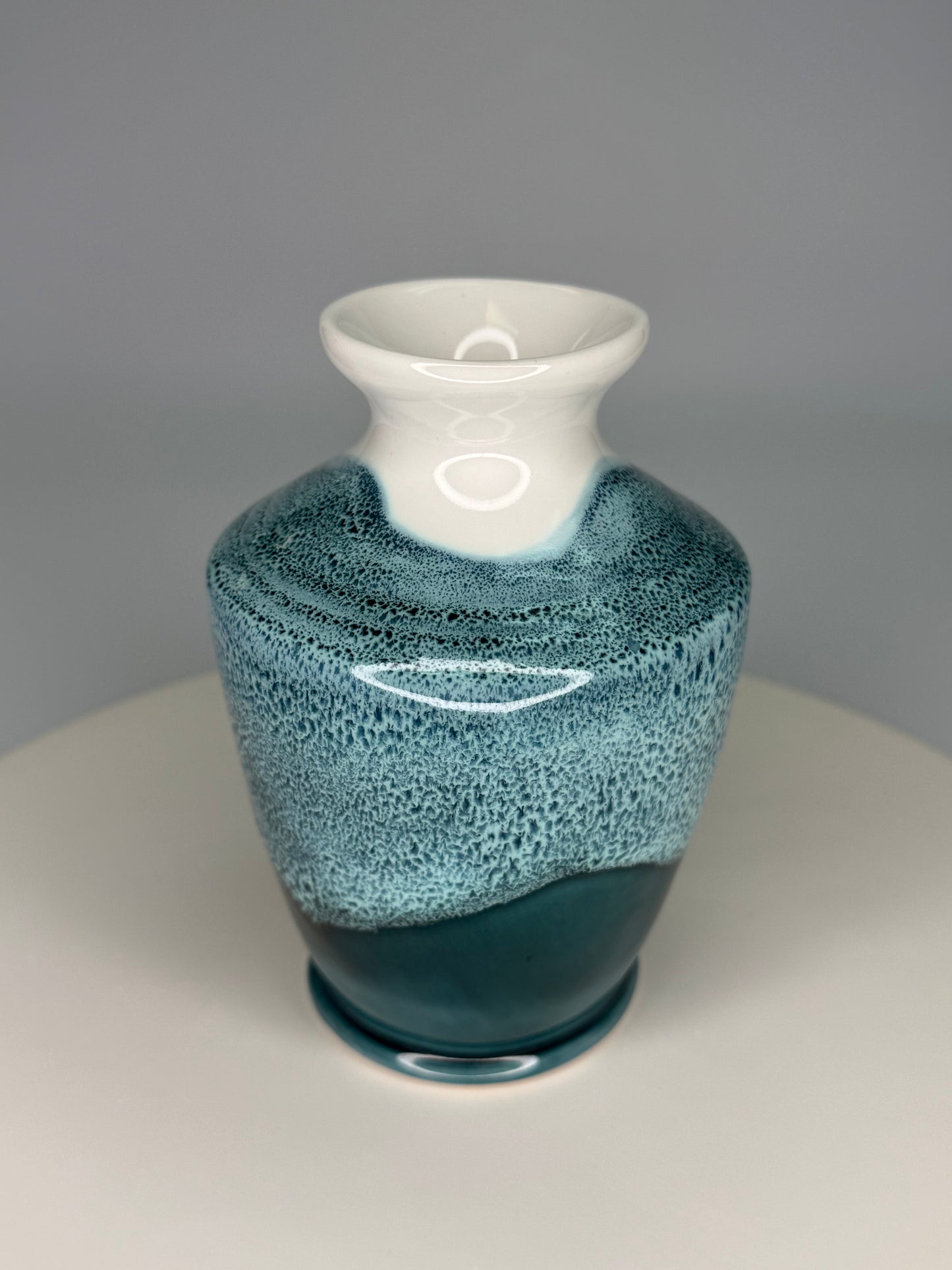 Teal and White Vase