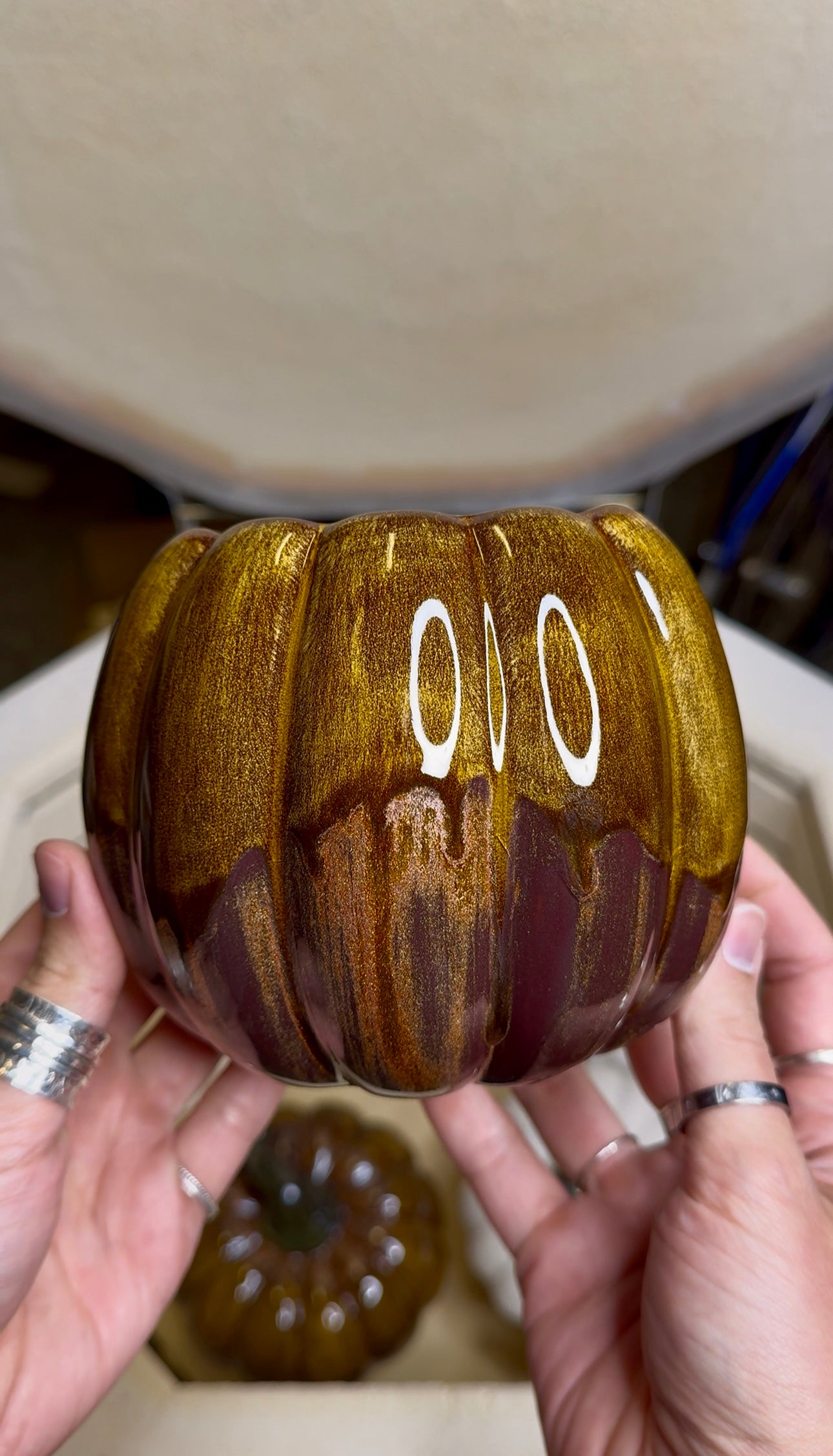 Harvest Pumpkin Planter- Amber Copper