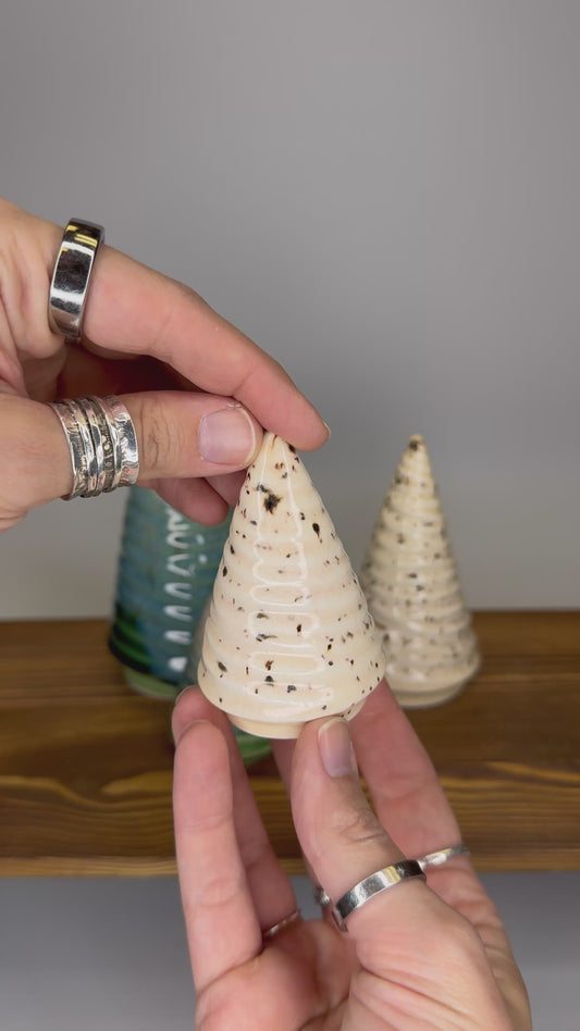 Ceramic Christmas Trees - Speckled Cream